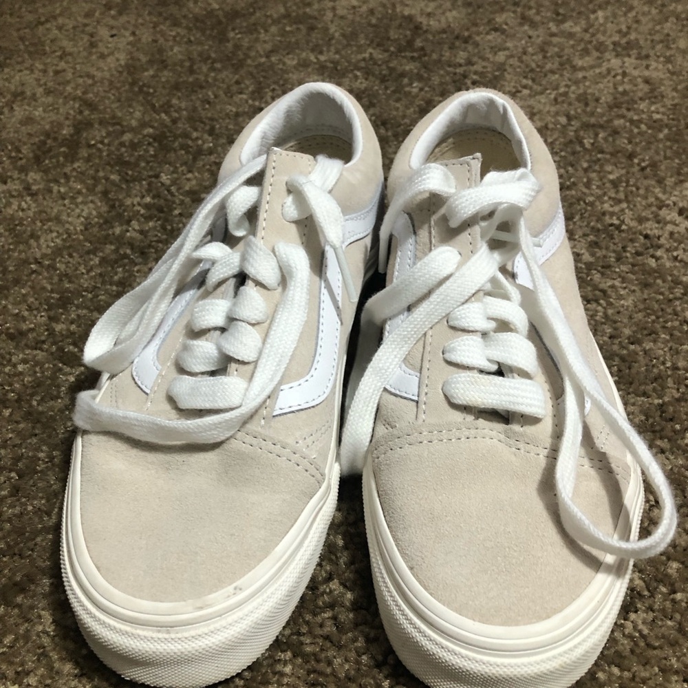 Beige and White Vans